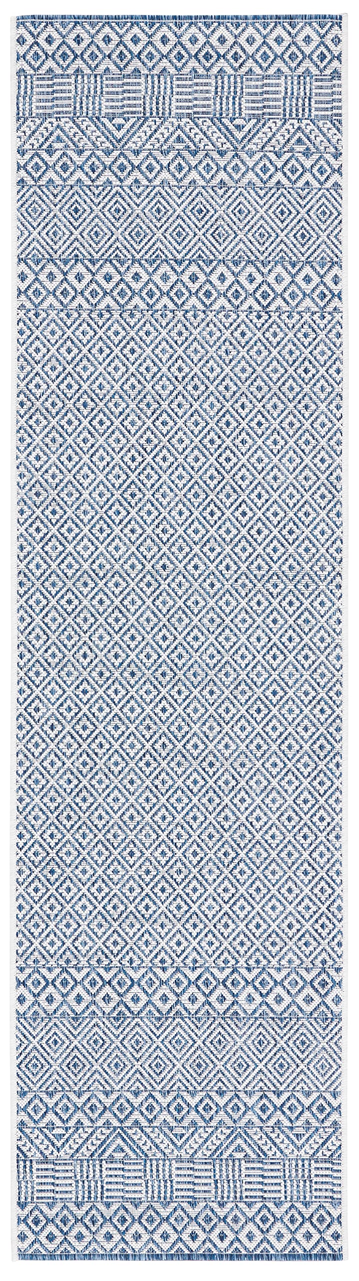 Safavieh Courtyard Collection 2' 3' X 18' Blue / Navy Cy8235 Indoor/ Outdoor Easy-Cleaning Patio Backyard Mudroom Runner-Rug